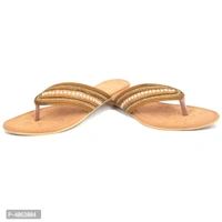 Elegant Tan Solid Synthetic Slippers For Women - 41