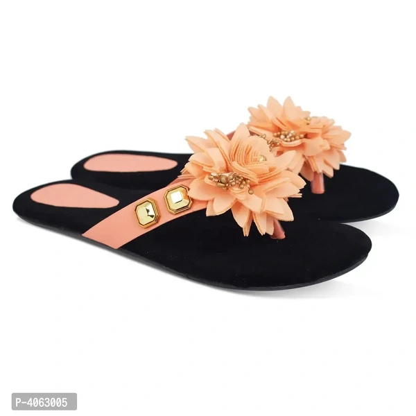 Elegant Peach Solid Synthetic Slippers For Women - 37