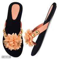 Elegant Peach Solid Synthetic Slippers For Women - 41