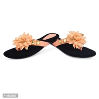 Elegant Peach Solid Synthetic Slippers For Women - 41