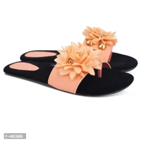 Elegant Peach Solid Synthetic Slippers For Women - 39