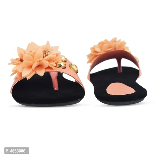 Elegant Peach Solid Synthetic Slippers For Women - 40