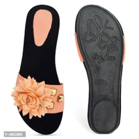 Elegant Peach Solid Synthetic Slippers For Women - 41