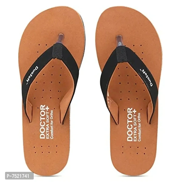 Duosoft Stylish Comfort Super Soft, Fabrication Flip Flop Doctor Slipers Plain Padded Slipers For Womens Girls, Material: Eva, (Ds-001-Tan_Ds-004-Blk), Size: 4 To 8, Pack Of 2. - 6