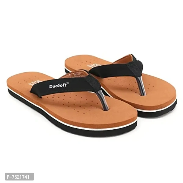Duosoft Stylish Comfort Super Soft, Fabrication Flip Flop Doctor Slipers Plain Padded Slipers For Womens Girls, Material: Eva, (Ds-001-Tan_Ds-004-Blk), Size: 4 To 8, Pack Of 2. - 6