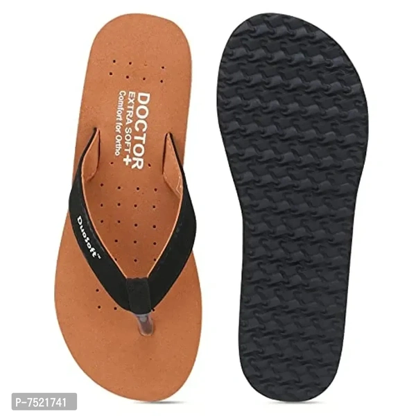 Duosoft Stylish Comfort Super Soft, Fabrication Flip Flop Doctor Slipers Plain Padded Slipers For Womens Girls, Material: Eva, (Ds-001-Tan_Ds-004-Blk), Size: 4 To 8, Pack Of 2. - 6