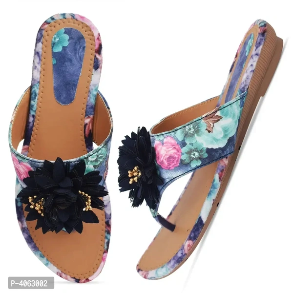 Elegant Blue Solid Synthetic Slippers For Women - 37
