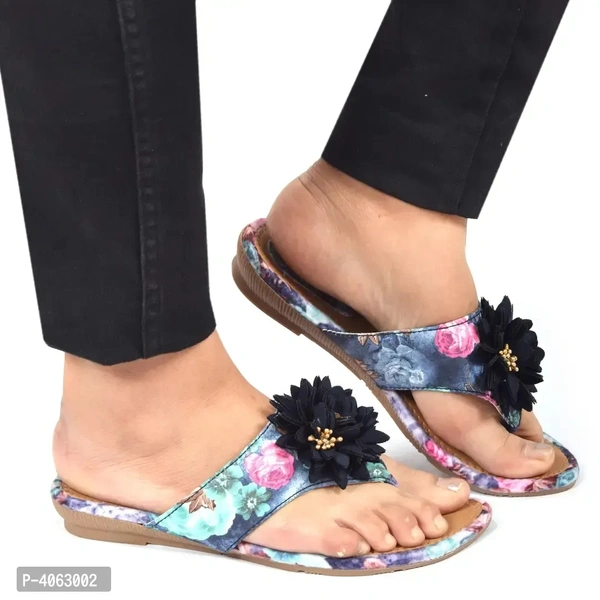 Elegant Blue Solid Synthetic Slippers For Women - 39
