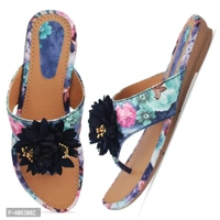 Elegant Blue Solid Synthetic Slippers For Women - 39
