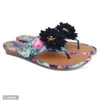 Elegant Blue Solid Synthetic Slippers For Women - 40