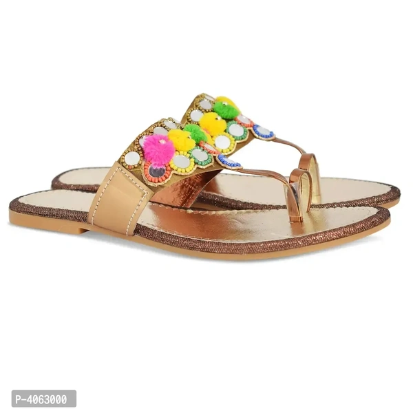 Elegant Copper Solid Synthetic Slippers For Women - 37
