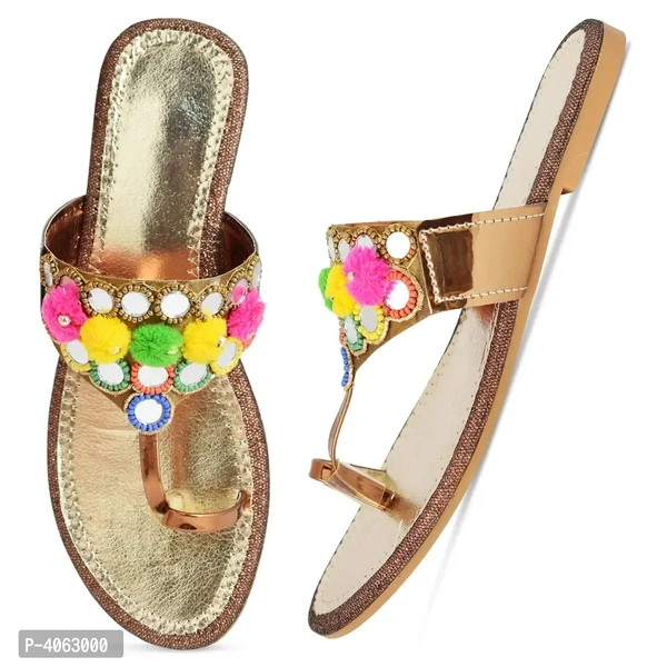 Elegant Copper Solid Synthetic Slippers For Women - 37