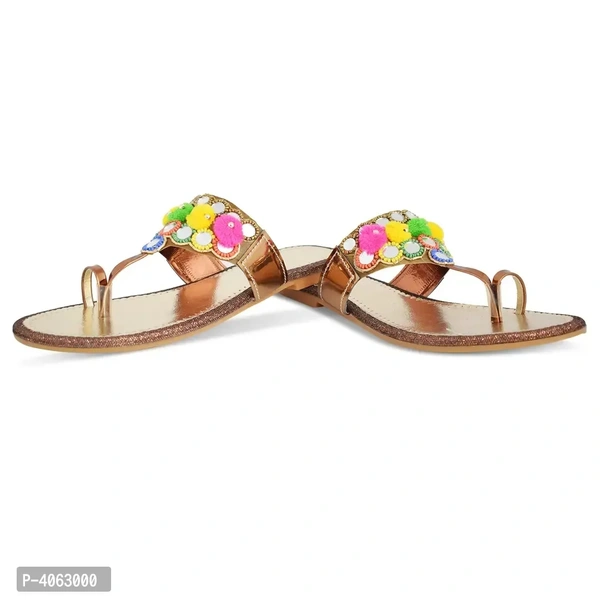 Elegant Copper Solid Synthetic Slippers For Women - 37