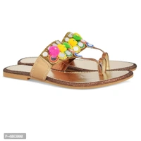 Elegant Copper Solid Synthetic Slippers For Women - 39