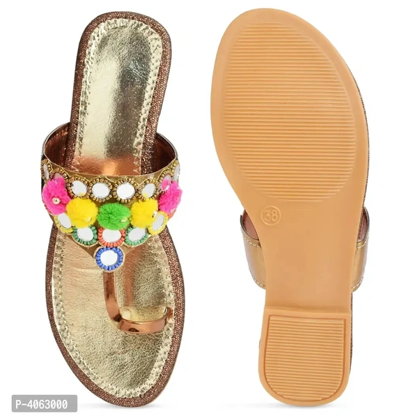 Elegant Copper Solid Synthetic Slippers For Women - 39