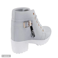 HimQuen Women's Fashion Casual Outdoor High Heel Ankle Boot (Grey, 3 UK) - 4