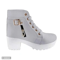 HimQuen Women's Fashion Casual Outdoor High Heel Ankle Boot (Grey, 3 UK) - 4