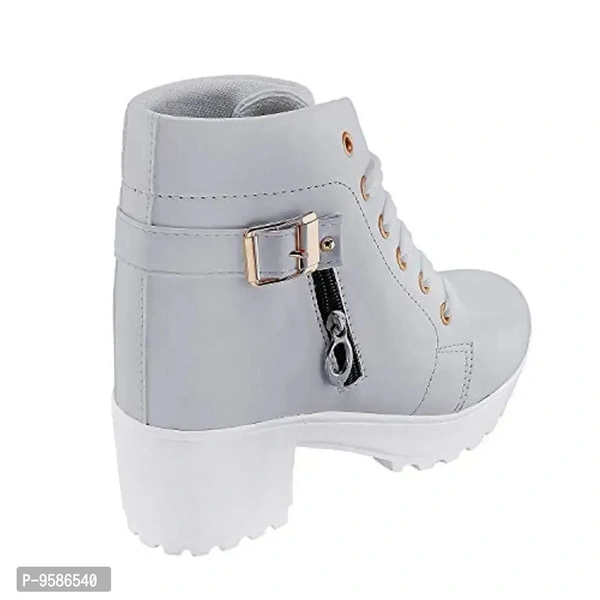 HimQuen Women's Fashion Casual Outdoor High Heel Ankle Boot (Grey, 3 UK) - 5