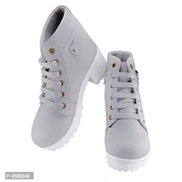 HimQuen Women's Fashion Casual Outdoor High Heel Ankle Boot (Grey, 3 UK) - 7