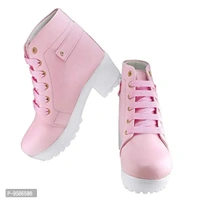 HimQuen Women's Fashion Casual Outdoor High Heel Ankle Outdoor Boot (Pink, 5 UK) - 8
