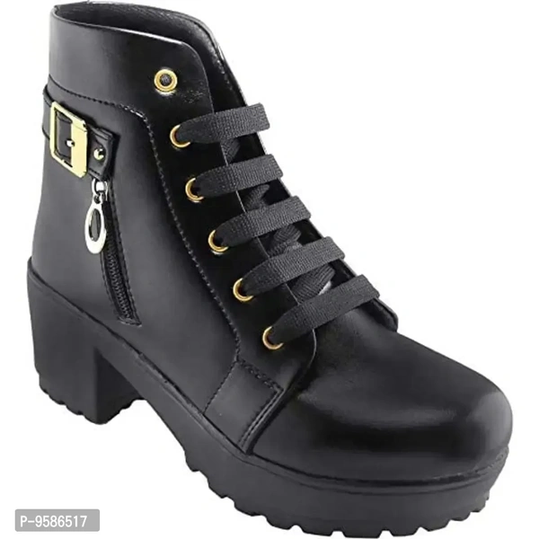 HimQuen Women's Fashion Casual Outdoor High Heel Ankle Boot, Black, 5 UK - 9