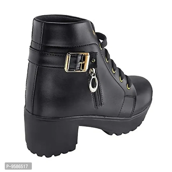 HimQuen Women's Fashion Casual Outdoor High Heel Ankle Boot, Black, 5 UK - 9