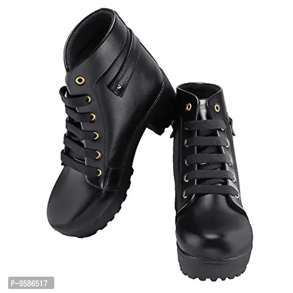 HimQuen Women's Fashion Casual Outdoor High Heel Ankle Boot, Black, 5 UK - 9