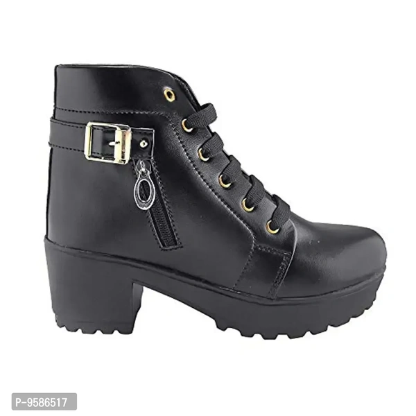 HimQuen Women's Fashion Casual Outdoor High Heel Ankle Boot, Black, 5 UK - 9