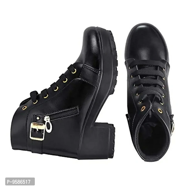 HimQuen Women's Fashion Casual Outdoor High Heel Ankle Boot, Black, 5 UK - 9