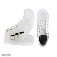 HimQuen Women's Fashion Casual Outdoor High Heel Ankle Outdoor Boot (White, 3 UK) - 9