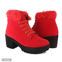 Flynce Women's Girl's Casual and Stylish Ankle Long Boot Red |Size-Euro-41(UK/IND-8|Boot-F3| - 8