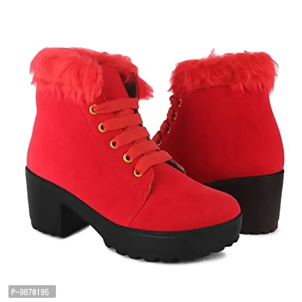 Flynce Women's Girl's Casual and Stylish Ankle Long Boot Red |Size-Euro-41(UK/IND-8|Boot-F3| - 8