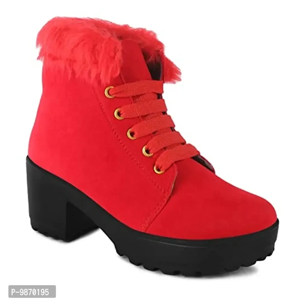 Flynce Women's Girl's Casual and Stylish Ankle Long Boot Red |Size-Euro-41(UK/IND-8|Boot-F3| - 8