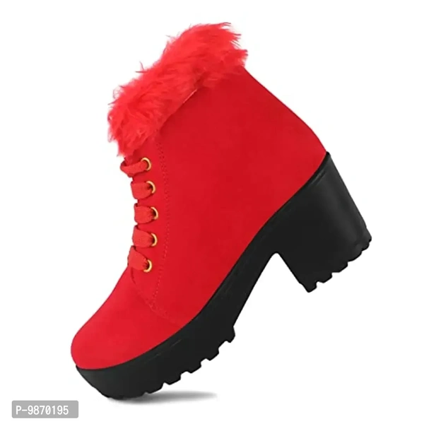 Flynce Women's Girl's Casual and Stylish Ankle Long Boot Red |Size-Euro-41(UK/IND-8|Boot-F3| - 8