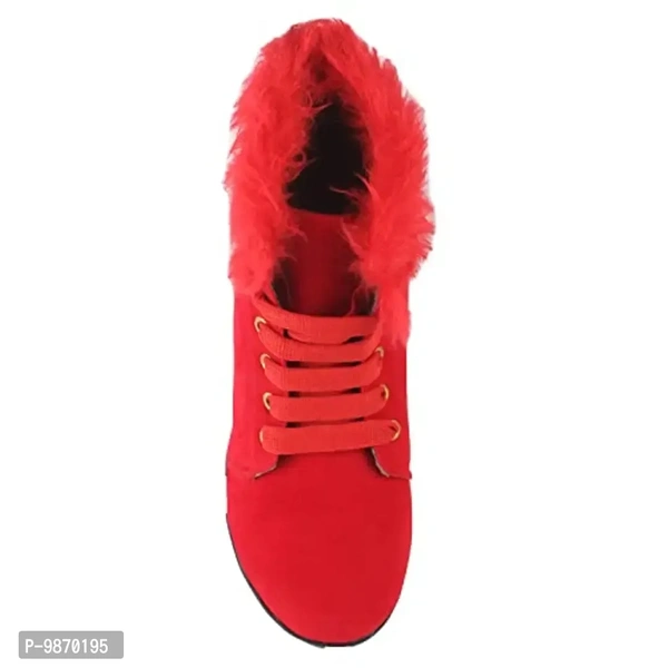 Flynce Women's Girl's Casual and Stylish Ankle Long Boot Red |Size-Euro-41(UK/IND-8|Boot-F3| - 8