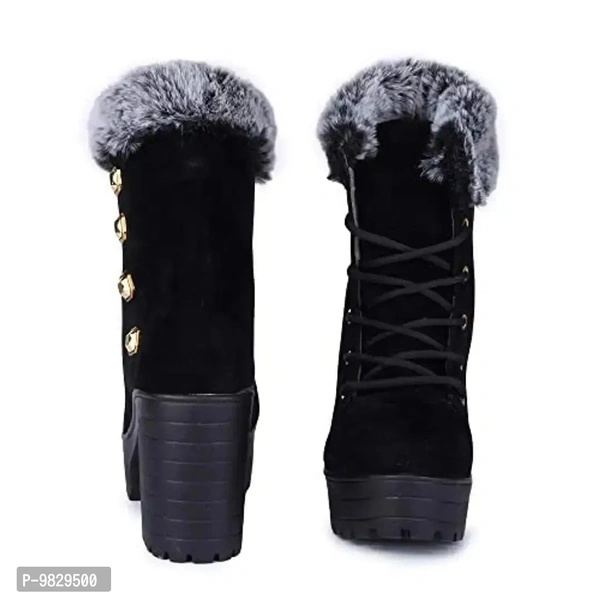 AASHEEZ Women Casual Boots Black - 7