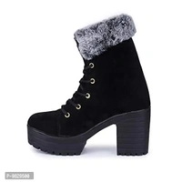 AASHEEZ Women Casual Boots Black - 7