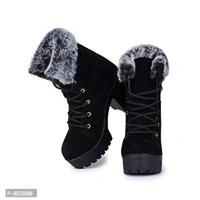 AASHEEZ Women Casual Boots Black - 7