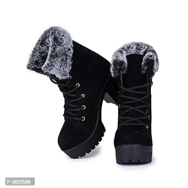 AASHEEZ Women Casual Boots Black - 7
