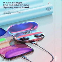 Stonx T2 TWS 5.0 Wireless Bluetooth Earbuds with 1500mah Power Bank and Led Display for Men and Women Color - Black
