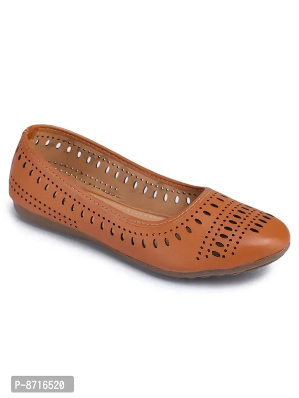 Stylish Fancy Tan Synthetic Solid Flat Ballerinas For Women - 37
