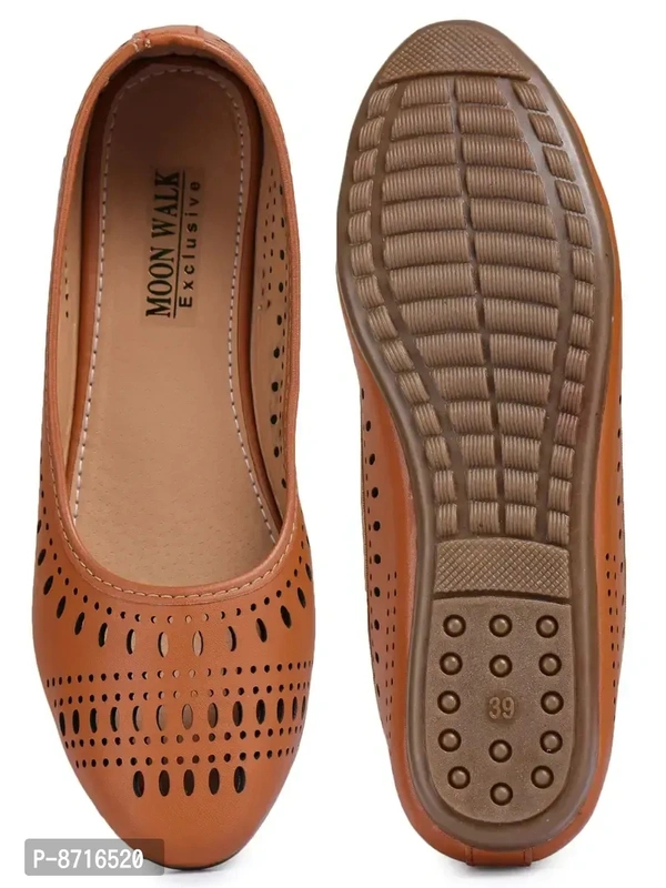 Stylish Fancy Tan Synthetic Solid Flat Ballerinas For Women - 37