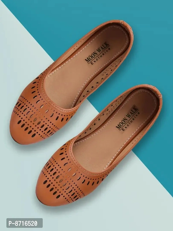 Stylish Fancy Tan Synthetic Solid Flat Ballerinas For Women - 38