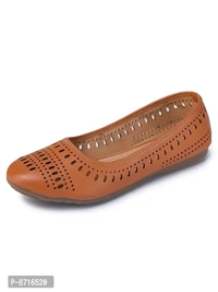 Stylish Fancy Tan Synthetic Solid Flat Ballerinas For Women - 38