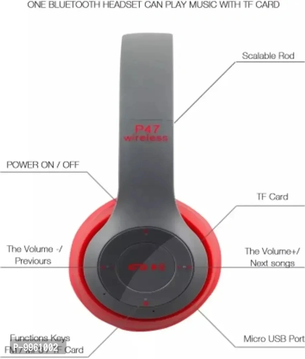 &nbsp;P47 Headphone With Mic For Gaming ,Call Of Duty Cod, Pubg Bluetooth Headset&nbsp;&nbsp;(White, On The Ear)