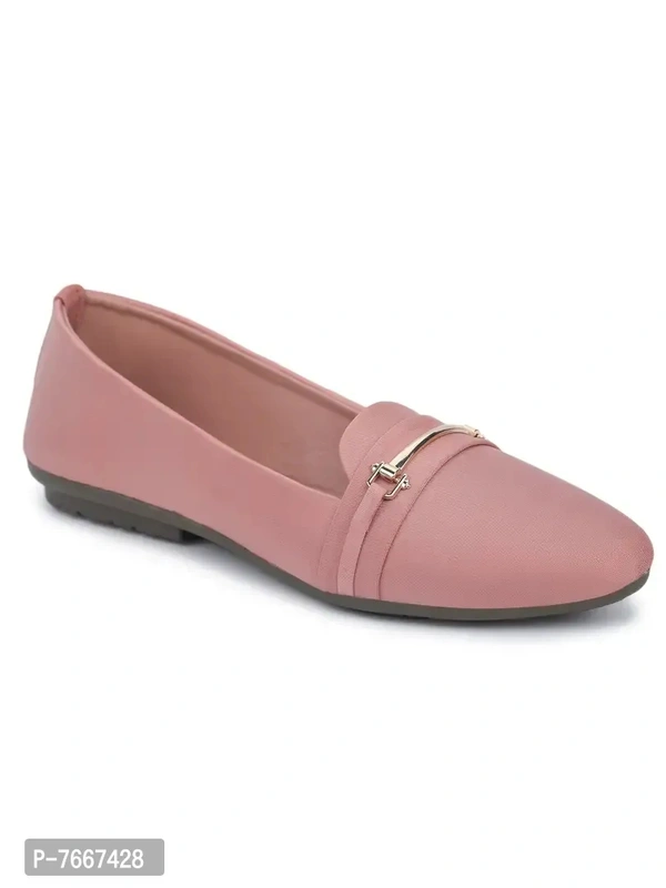 Comfortable Pink Synthetic Solid Bellies For Women - 36