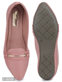 Comfortable Pink Synthetic Solid Bellies For Women - 36
