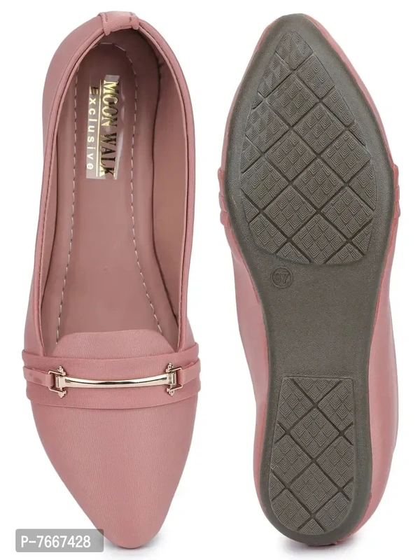Comfortable Pink Synthetic Solid Bellies For Women - 36