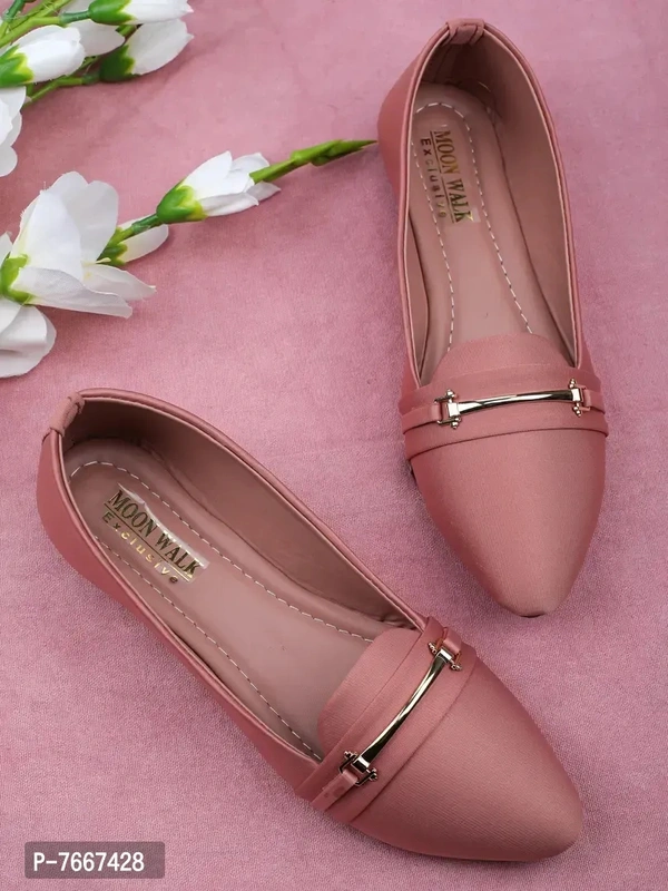 Comfortable Pink Synthetic Solid Bellies For Women - 38