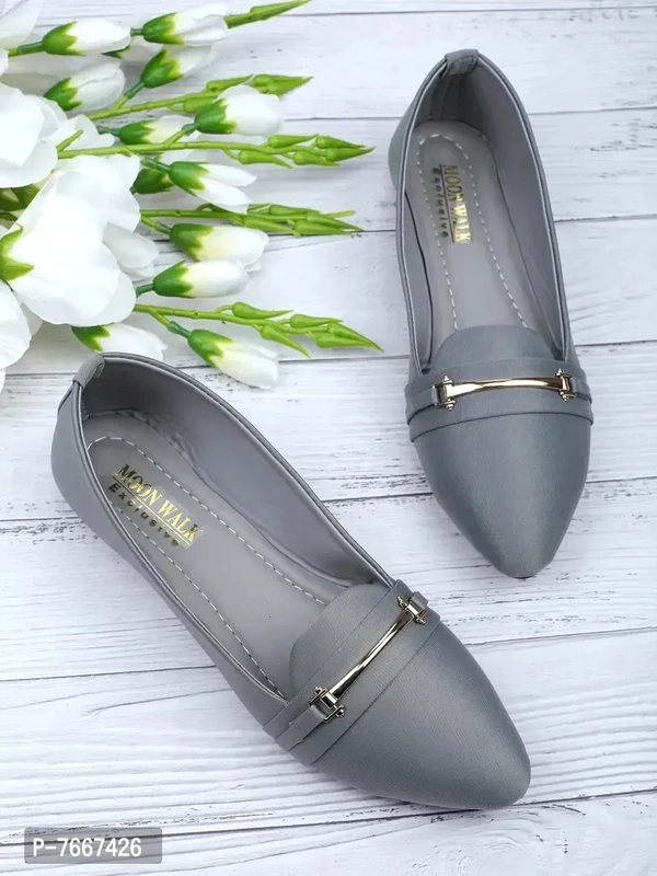 Comfortable Grey Synthetic Solid Bellies For Women - 41